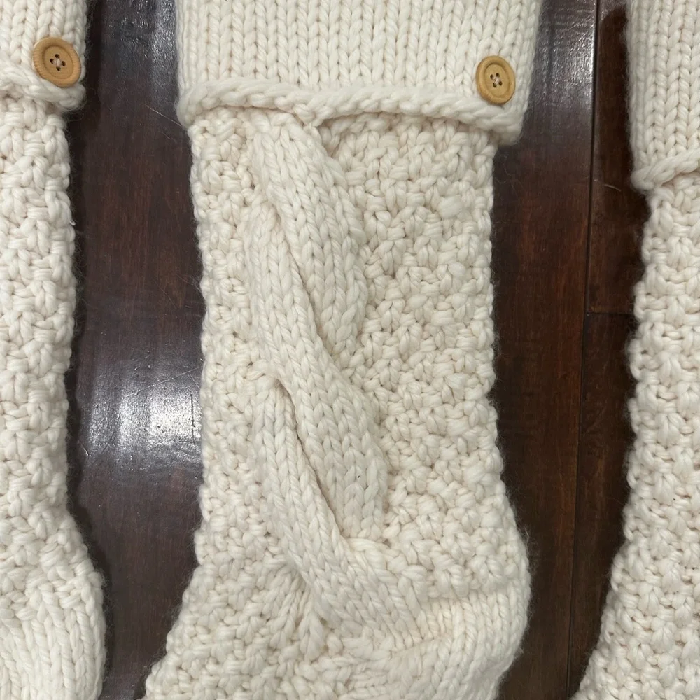 Pottery Barn Cream Knit Holiday Stockings -Set of 4 - Picture 4 of 6